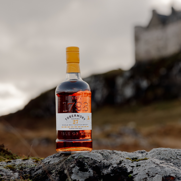 Hebridean Series 27 Year Old Bottle with Duart Castle Backdrop