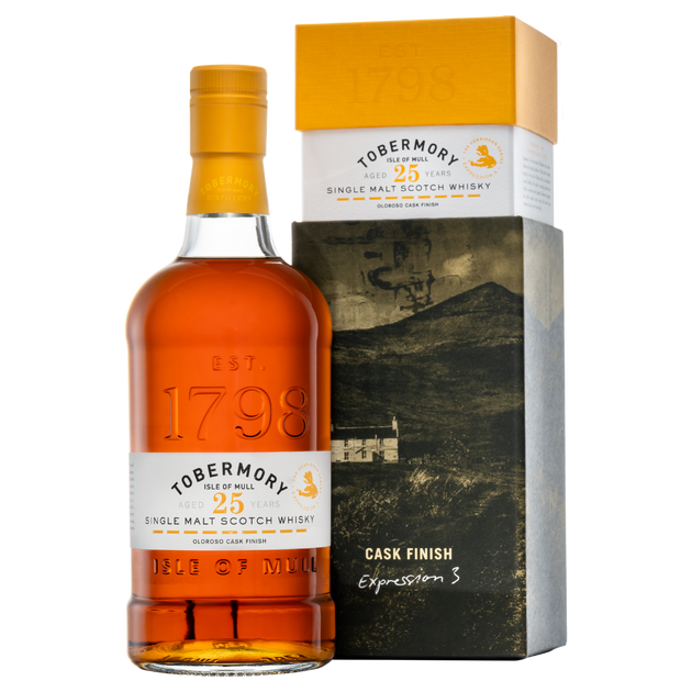 Tobermory Hebridean Series 25 Year Old Bottle and Pack Shot