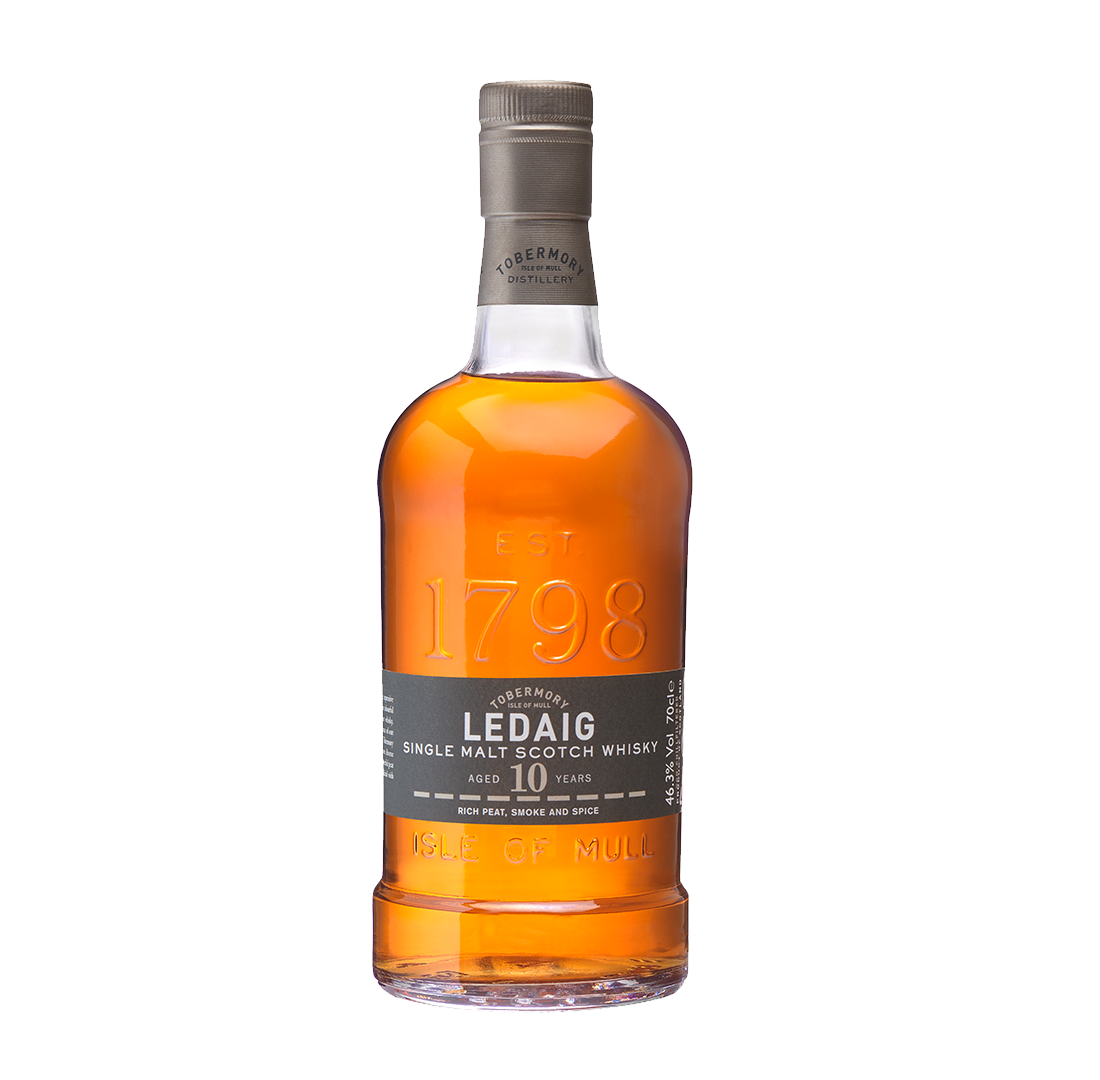 Ledaig bottle containing whisky