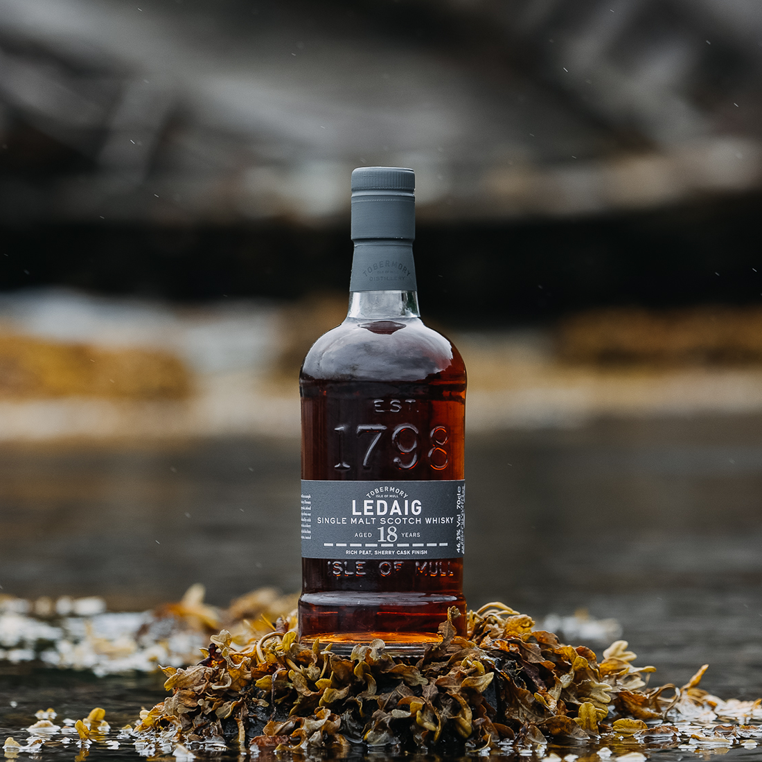 Ledaig 18 year whisky in a bottle