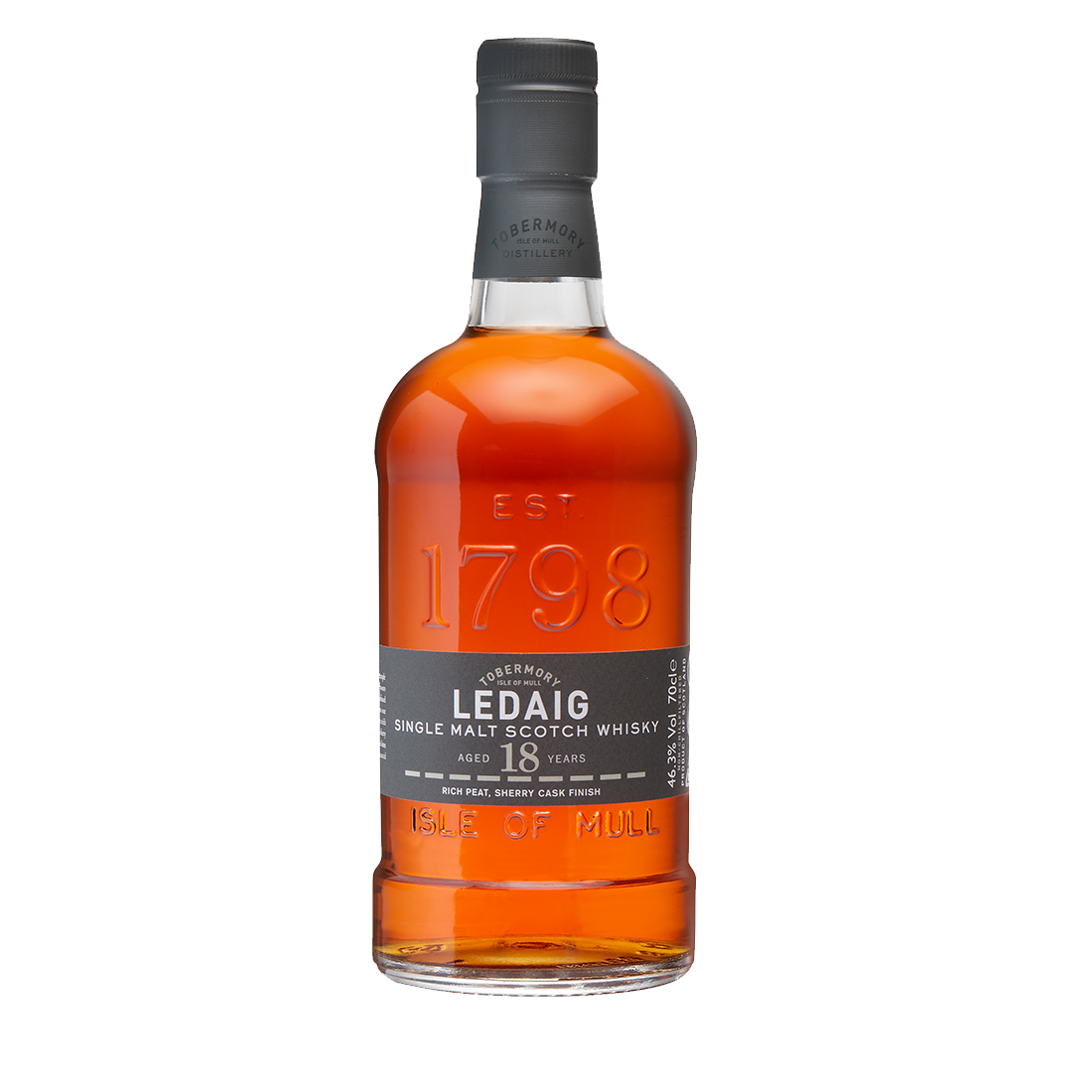 Ledaig 18 whisky bottle