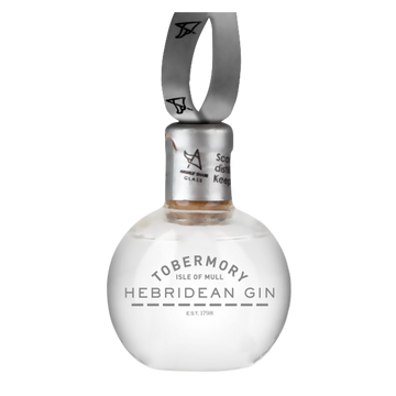 glass gin bauble containing Tobermory gin